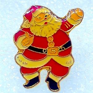 Golden Tone Santa Clause Enamel Collar Pin
